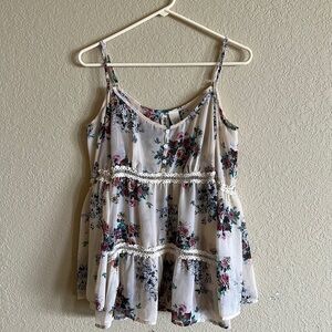 Women’s Rose Shirt Size Small Floral with Buttons Blouse Like